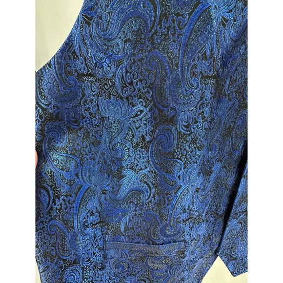 Daniel Elissa Mens XL Royal Blue Metallic Paisley Dress Vest NWT Formal - Picture 2 of 6